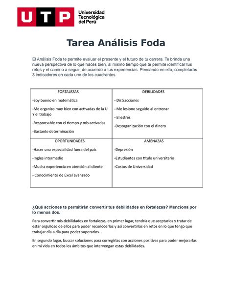 IVU Actividad 9 ivu 9 Tarea Análisis Foda El Análisis Foda te