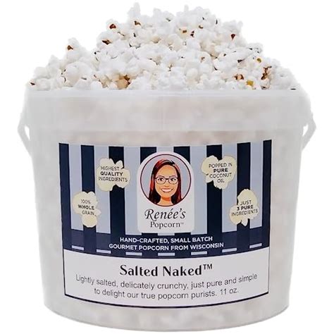 Salted Naked Gourmet Popcorn 1 1 Gallon Plastic Bucket Tin Renee S