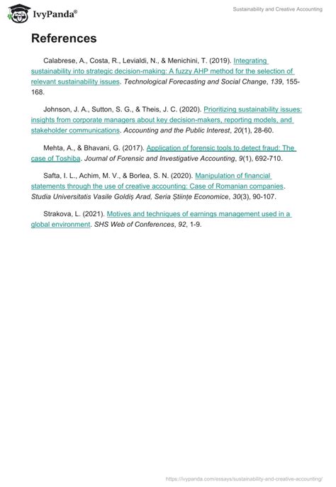 Sustainability And Creative Accounting 1416 Words Essay Example