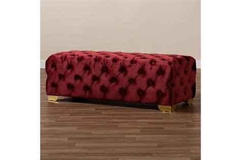 Baxton Studio Luxe Upholstered Gold Finished Bench Ottoman | Ashley