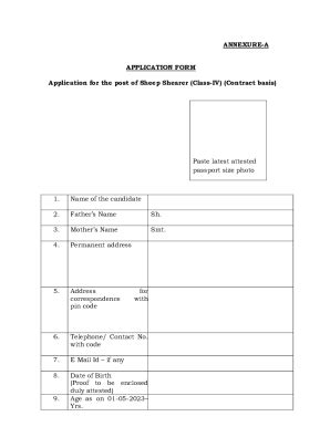 Fillable Online Himachal Nic Annexure A Application Form Fax Email