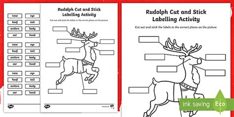 Rudolph Cut And Stick Labelling Activity Profesor Hizo