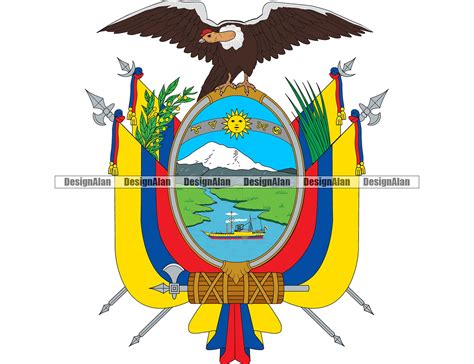 Ecuador Ecuadorian Flag Emblem the Condor Badge Spanish Pride Latino Hispanic Country Tattoo ...