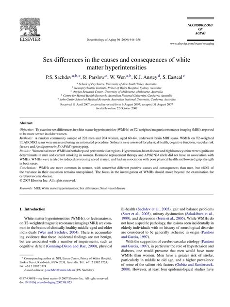 Pdf Sex Differences In The Causes And Consequences Of White Matter