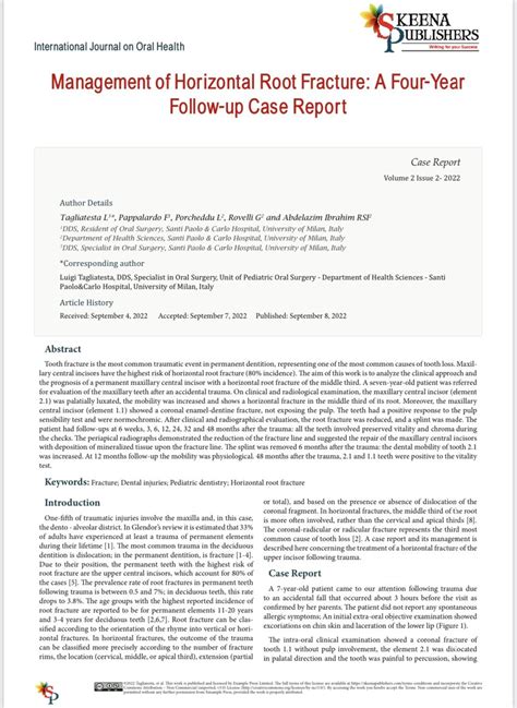 Pdf Management Of Horizontal Root Fracture A Four Year Follow Up Case Report