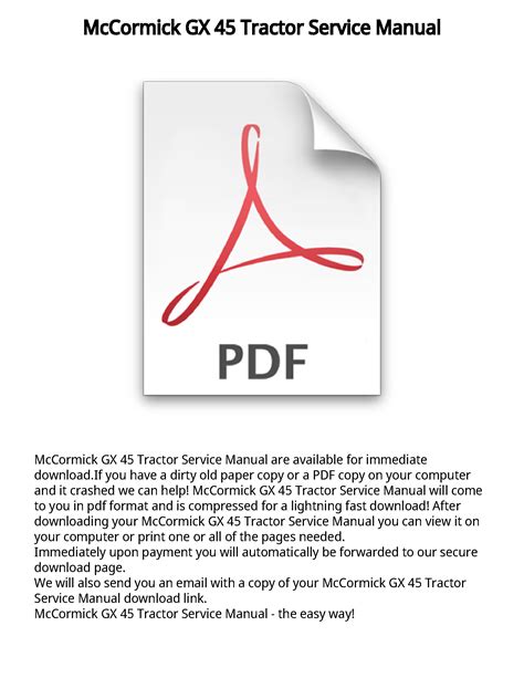 Mccormick Gx Tractor Service Manual
