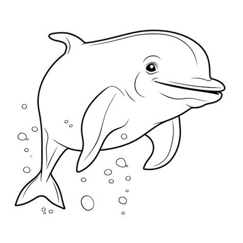 Premium AI Image | A black and white drawing of a dolphin with bubbles ...