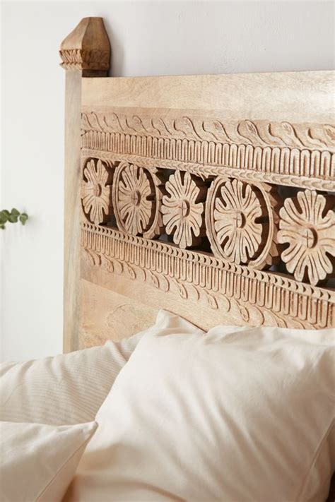 Bohemian Platform Bed Carved Headboard Home Decor Decor