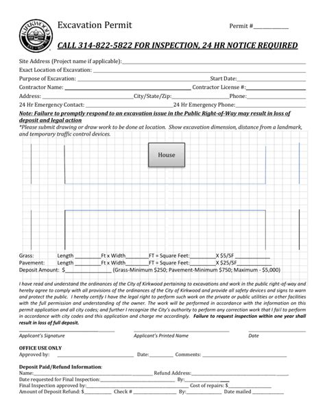 Excavation Permit Template