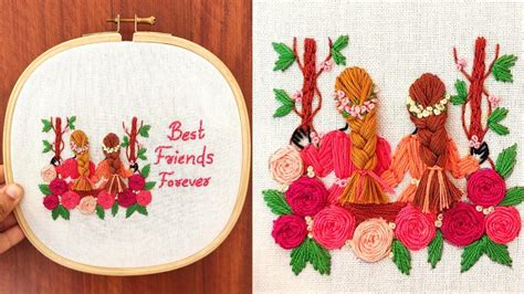 Trending Friendship Embroidery Hoop With Free Pattern Hand Embroidery