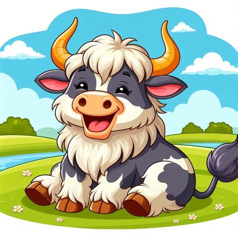 Premium Vector Cute Yak Vector Cartoon Illustration