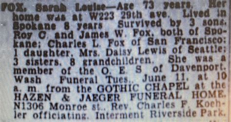 Sarah Louise McMahan Fox 1861 1935 Homenaje De Find A Grave