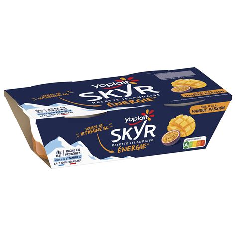 Skyr énergie fruits exotiques mangue passion 0 MG YOPLAIT Les 2