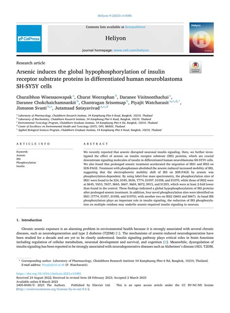 PDF Arsenic Induces The Global Hypophosphorylation Of Insulin