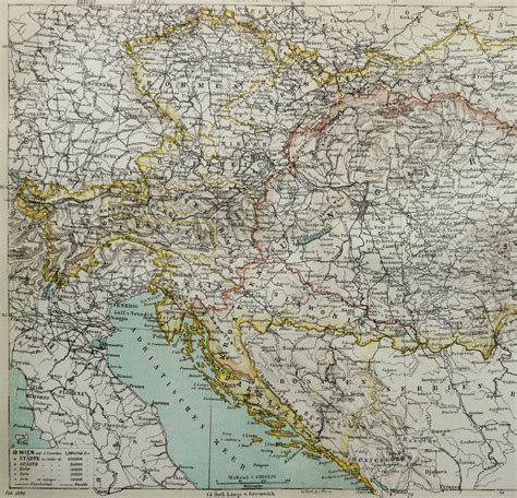 1895 antique map of austria hungary austro hungarian empire 127 years ...