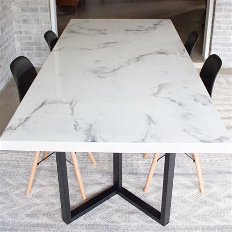 Modern White And Gray Metallic Dining Room Table Fl Resin