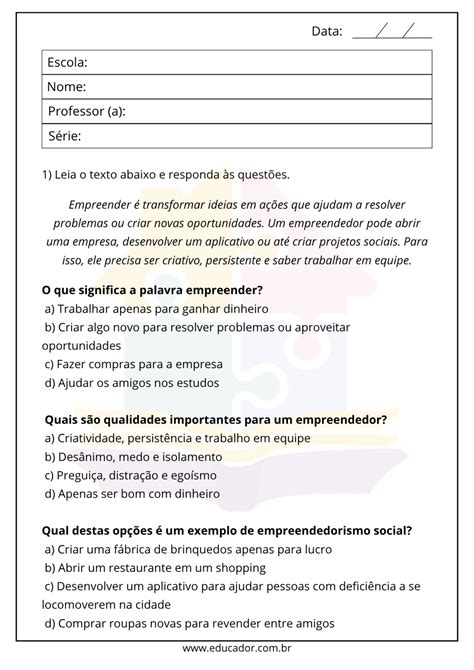 Atividade Sobre Empreendedorismo