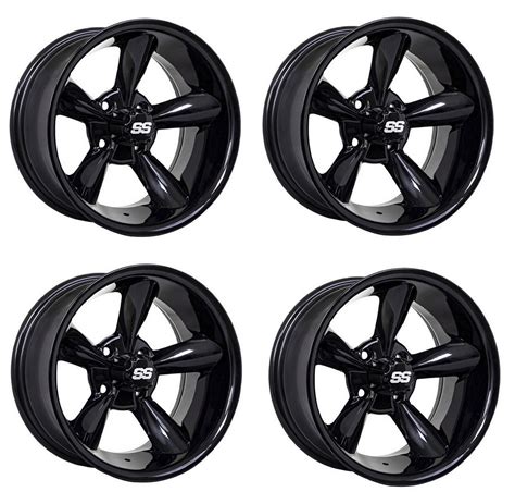 Golf Cart Gtw 12x7 Black Godfather Wheels Set Of 4 34 Offset 44