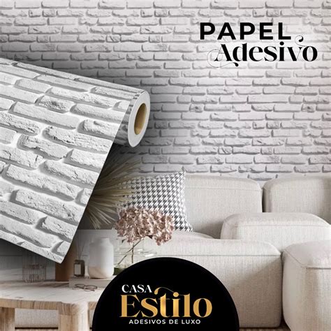 Papel De Parede Tijolinho Branco Adesivo Gesso Metros Decorativo Sala