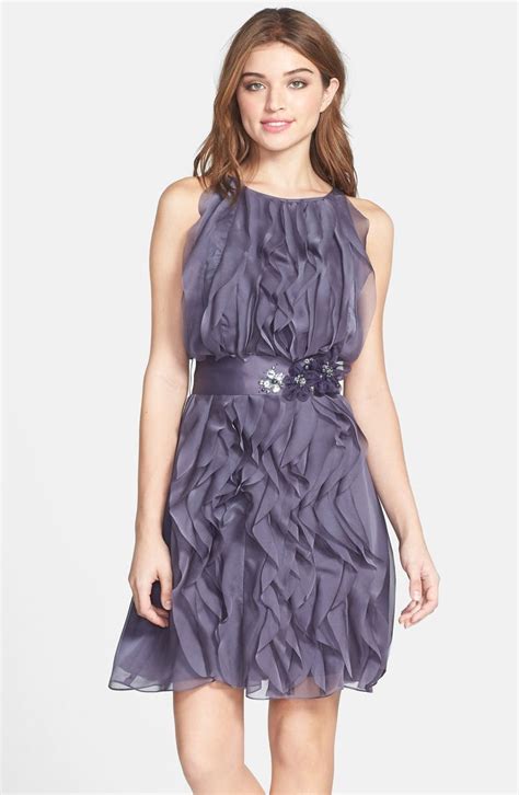 Adrianna Papell Sleeveless Ruffled Chiffon Cocktail Dress Nordstrom