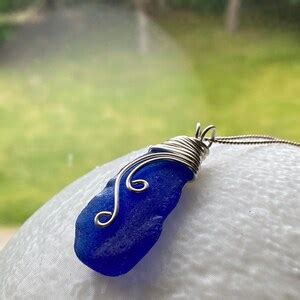 Zephyr Rare Cobalt Blue Sea Glass Necklace Etsy