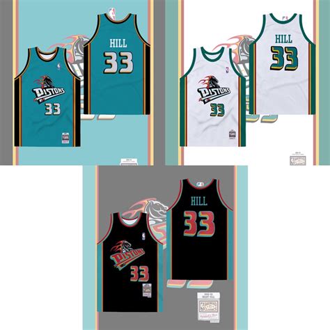 Men S Detroit Pistons Grant Hill Teal Road 1998 99 Hardwood Classics