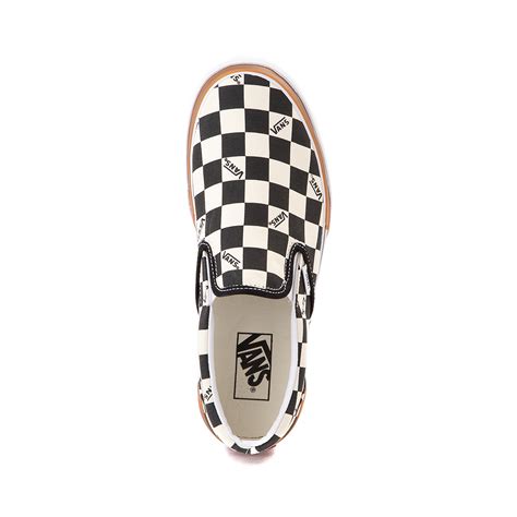 Vans Slip On Stacked Checkerboard Skate Shoe - Black / White | Journeys ...