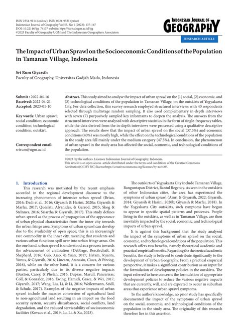 Pdf The Impact Of Urban Sprawl On The Socioeconomic Conditions Of The