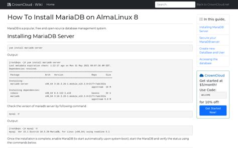 Crowncloud Wiki How To Install Mariadb On Almalinux