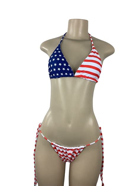 American Flag Patriotic Bikini Set American Bathing Suit American