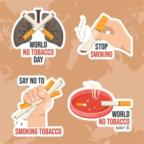 World No Tobacco Day Vertical Poster Flat Cartoon Hand Drawn Templates