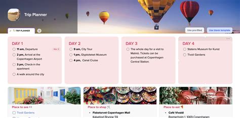 Trip Planning Template with example online – xTiles