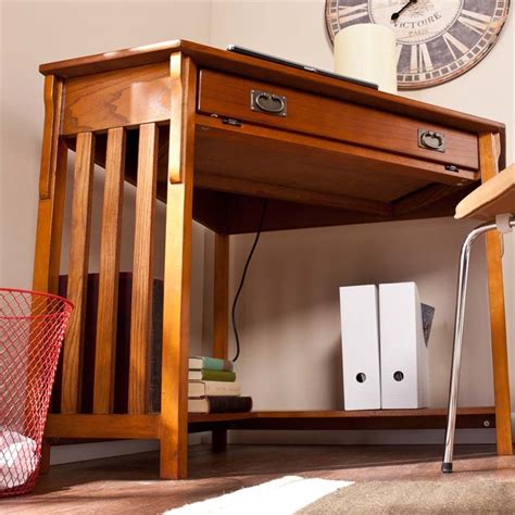 SEI Furniture Corner Computer Desk In Mission Oak Cymax Business