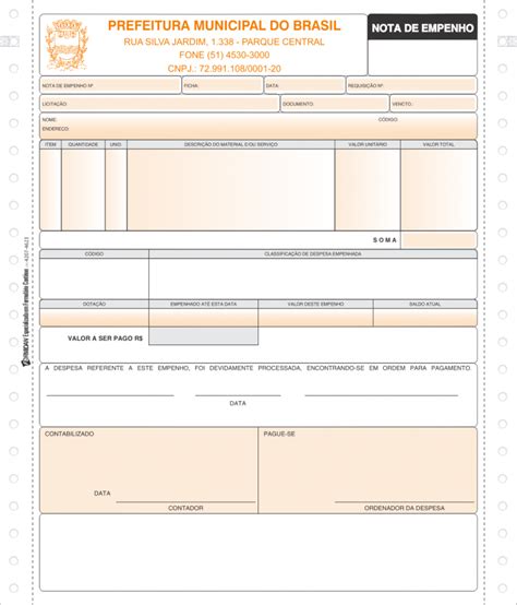 Nota de Empenho Formidan Formulários Contínuos