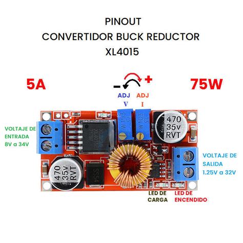 Convertidor De Voltaje Dc A Dc Xl4015 5a Reductor Robot Electronica