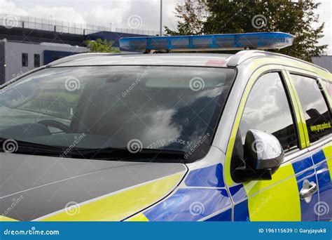 British Police Car LED Blue Light Editorial Stock Image - Image of ...