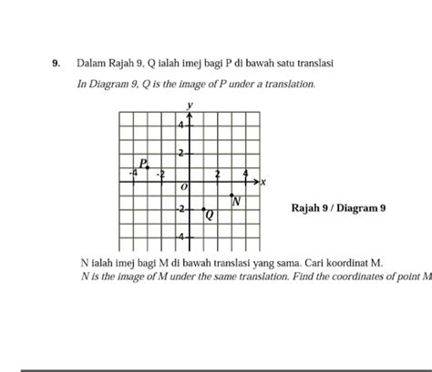 Solved Dalam Rajah 9 Q Ialah Imej Bagi P Di Bawah Satu Translasi In