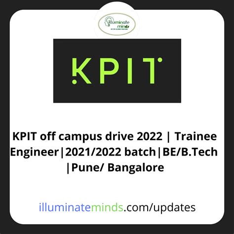 KPIT Off Campus Drive 2022 Trainee Engineer 2021 2022 Batch BE B Tech