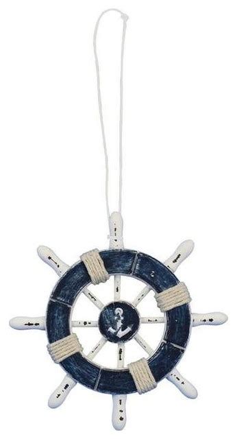 Rustic Dark Blue And White Decorative Ship Wheel With Anchor Christmas