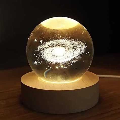 Glowing Planetary Galaxy Astronaut Crystal Ball Night Lights Usb Power