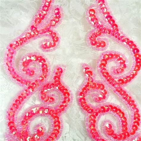 Jb Sequin Appliques Mirror Pair Turquoise Scroll Patch Etsy