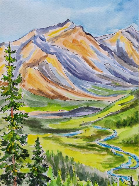 Rocky Mountain watercolor painting Colorado landscape wall | Etsy