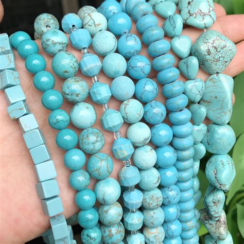 18style Blue Turquoises Beads Natural Stone Matte Faceted Round