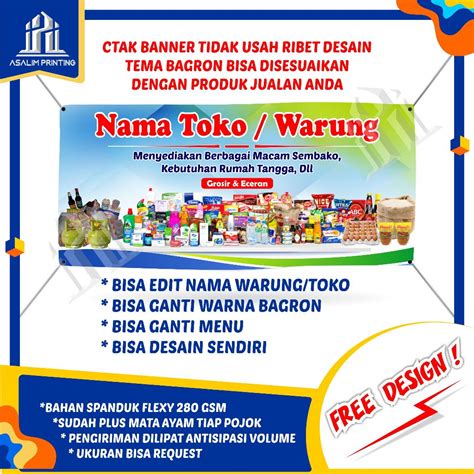 Jual Spanduk Toko Sembako Banner Warung Backdrop Dagang Promosi Jualan