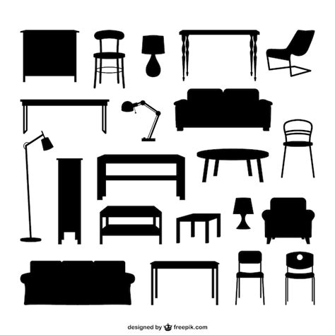 Siluetas De Muebles Vector Gratis