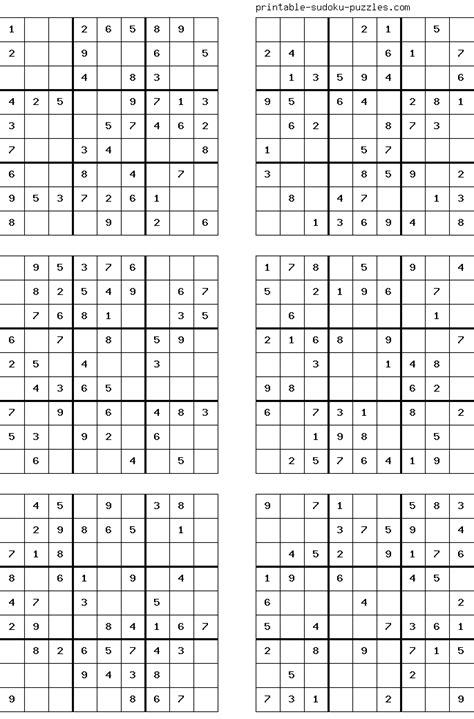 Sudoku Printable 6 Per Page