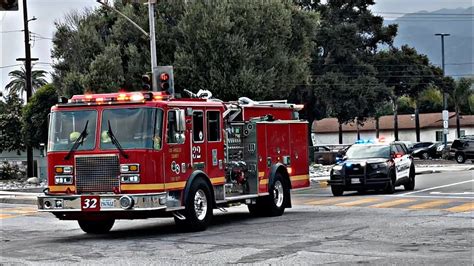 LACoFD Engine Squad 32 Azusa Police Responding YouTube