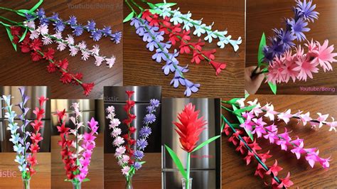 5 Beautiful Paper Flower Stick Paper Craft Diy Flower Home Decor