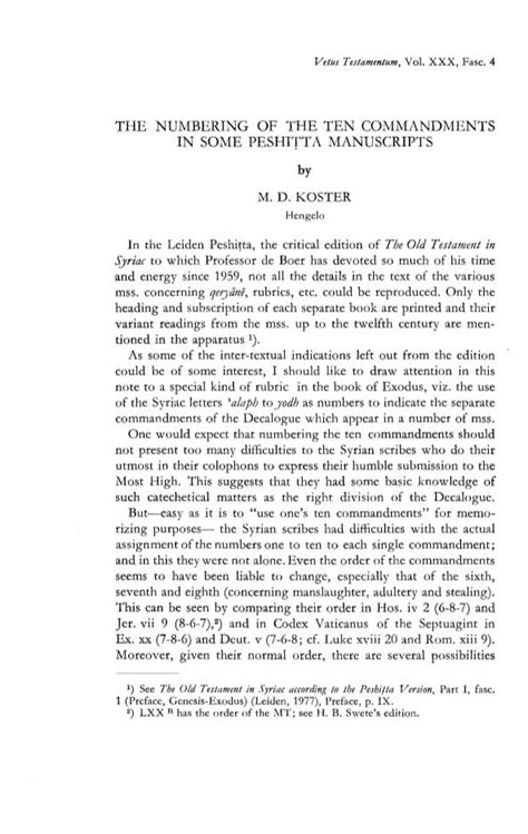 The Numbering of the Ten Commandments in Some Peshitta Manuscripts - DocsLib