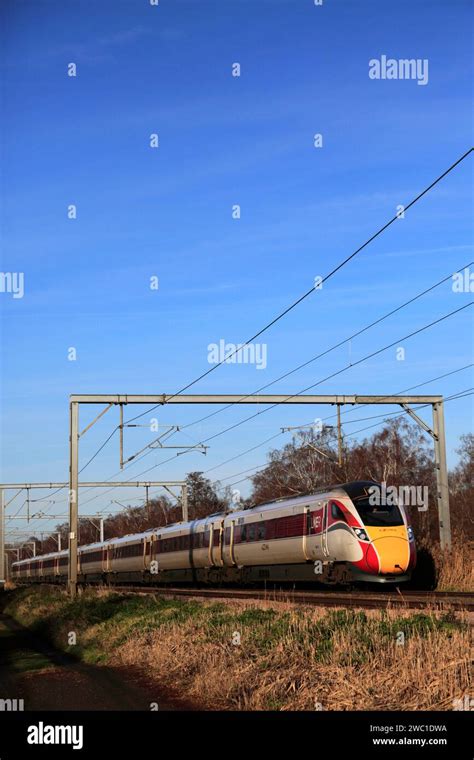 Lner Azuma 801 Class Train Passing Offord Cluny Village East Coast Main Line Railway